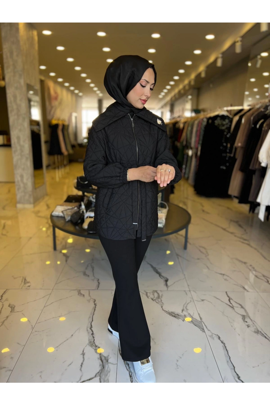 MATEKS-BELDEN KEMERLİ TRENÇ SİYAH