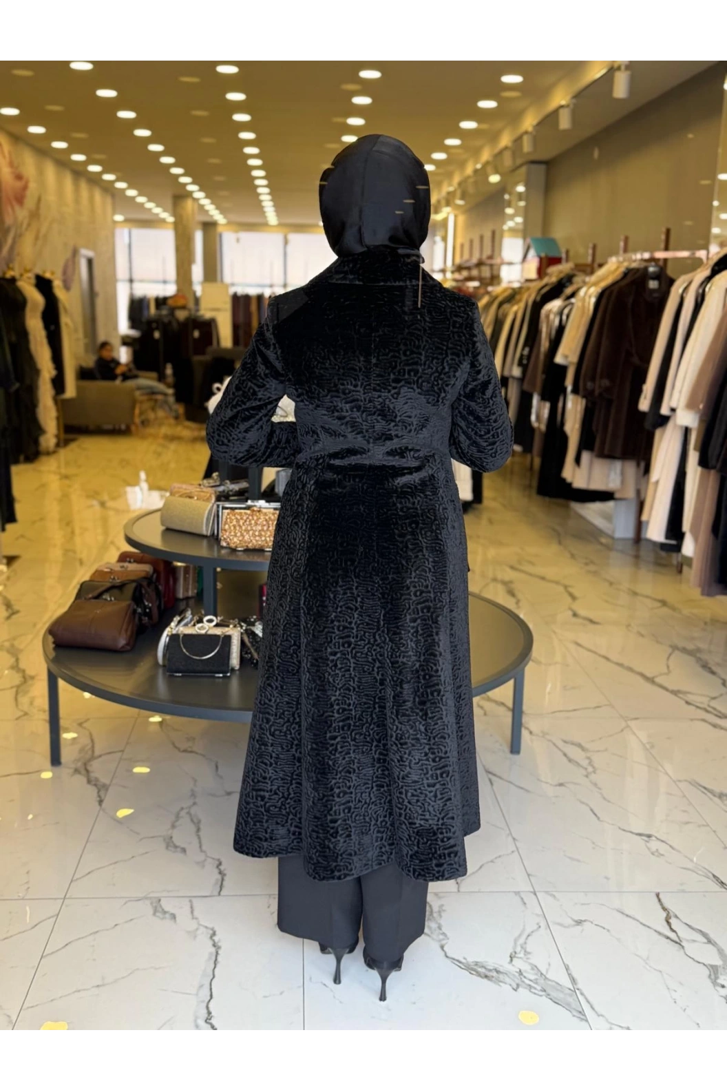 MATEKS-DESENLİ ANGORA ELBİSE SİYAH