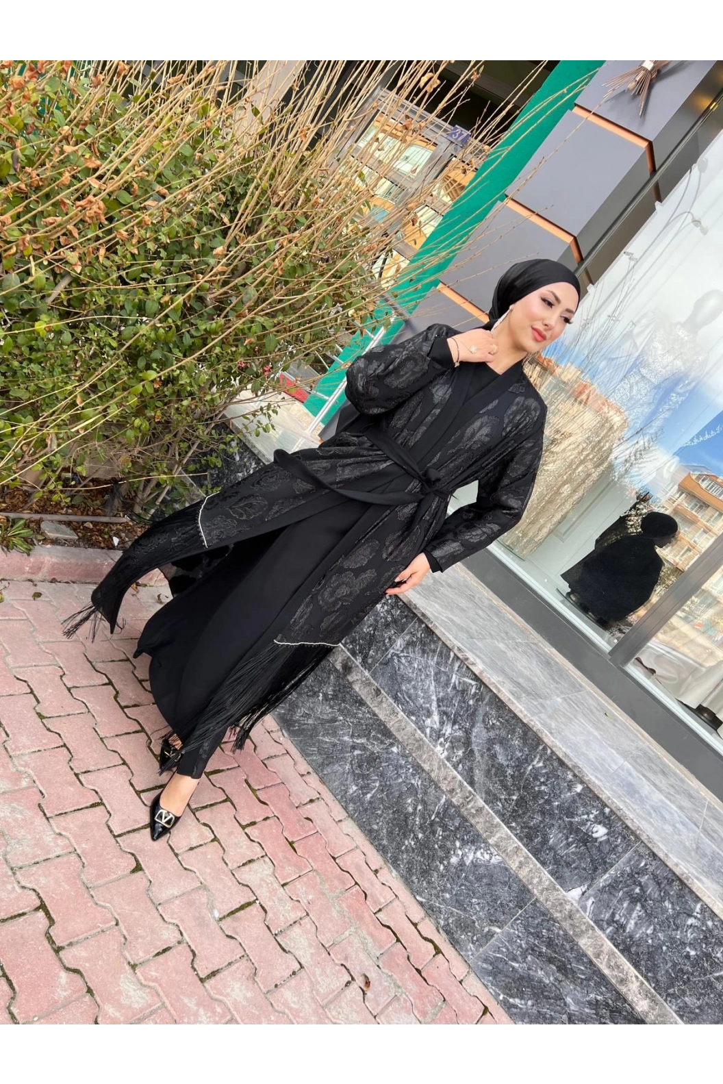 MATEKS-ETEĞİ İPLİ ABAYA SİYAH