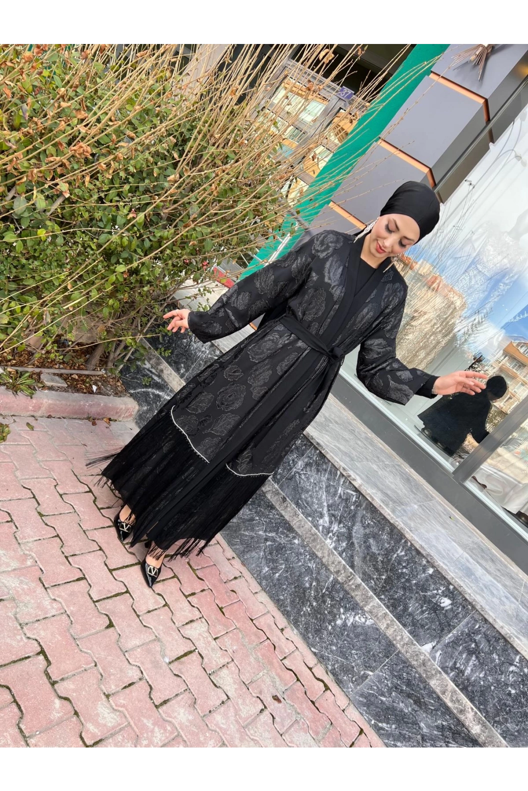 MATEKS-ETEĞİ İPLİ ABAYA SİYAH