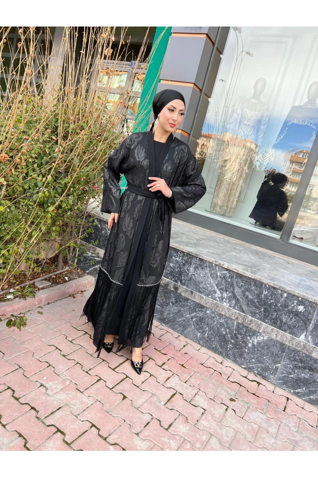 MATEKS-ETEĞİ İPLİ ABAYA SİYAH