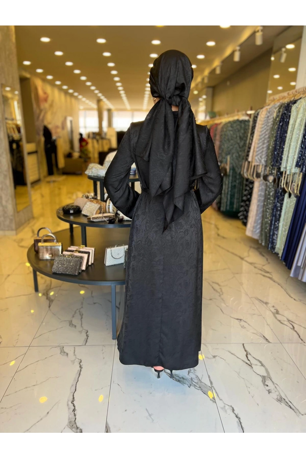 MATEKS-JAKRLI ELBİSE SİYAH