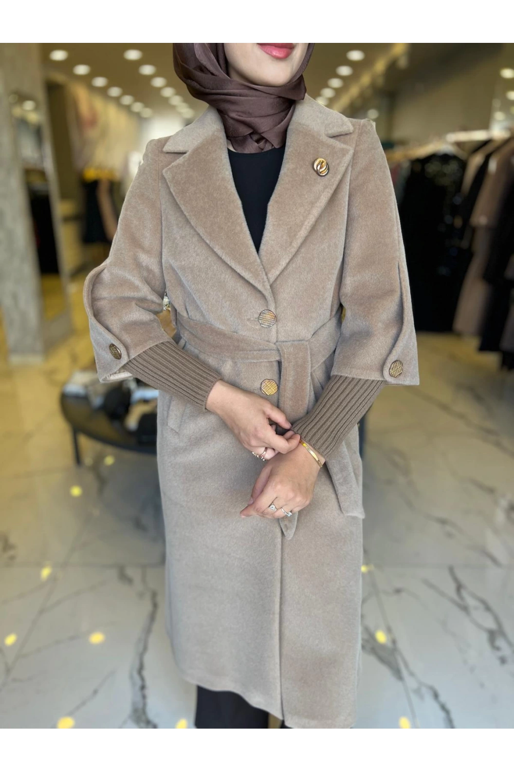 MATEKS-KOLLARI TRİKOLU ANGORA KABAN CAMEL