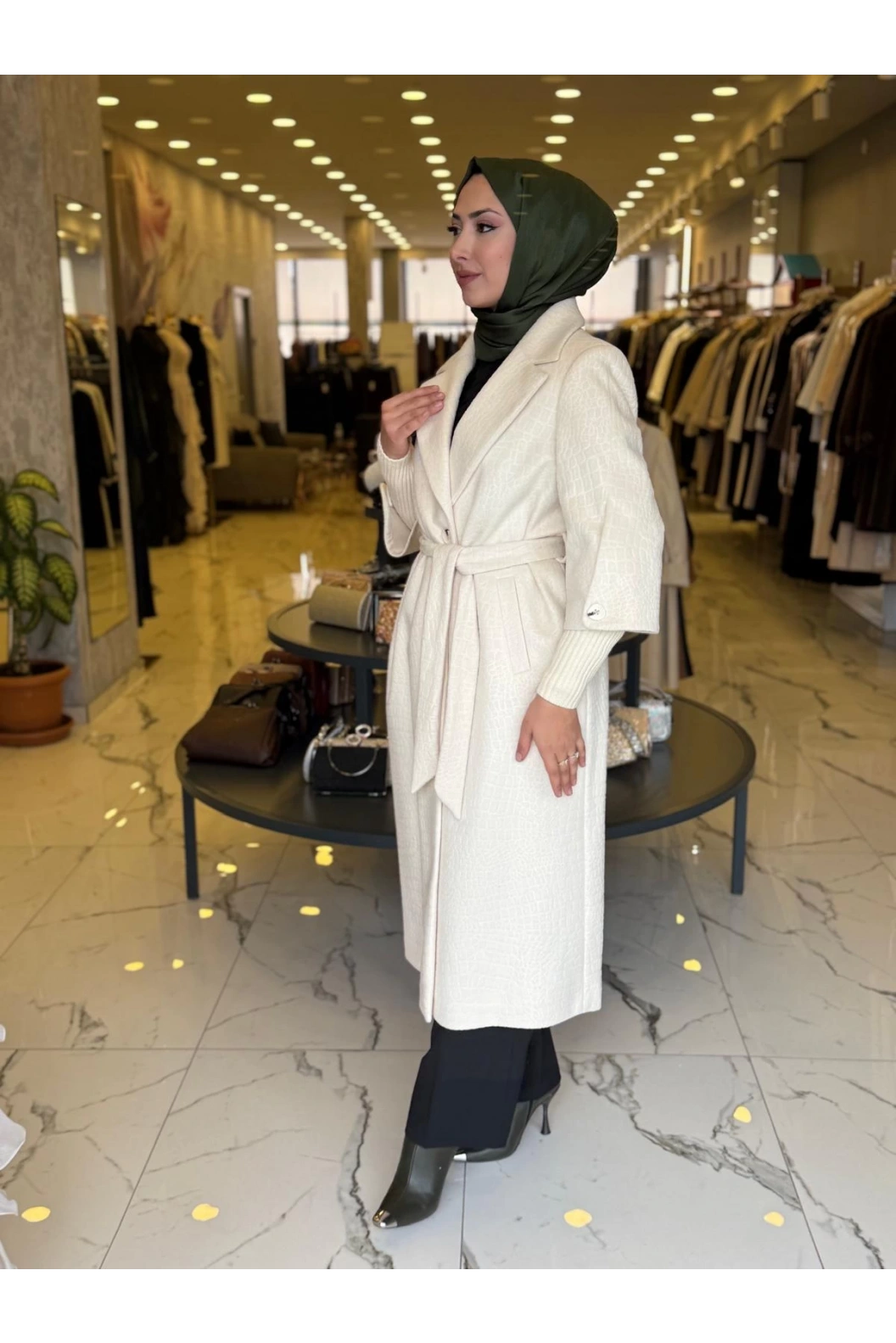 MATEKS KOLU ÖRGÜLÜ KABAN BEJ