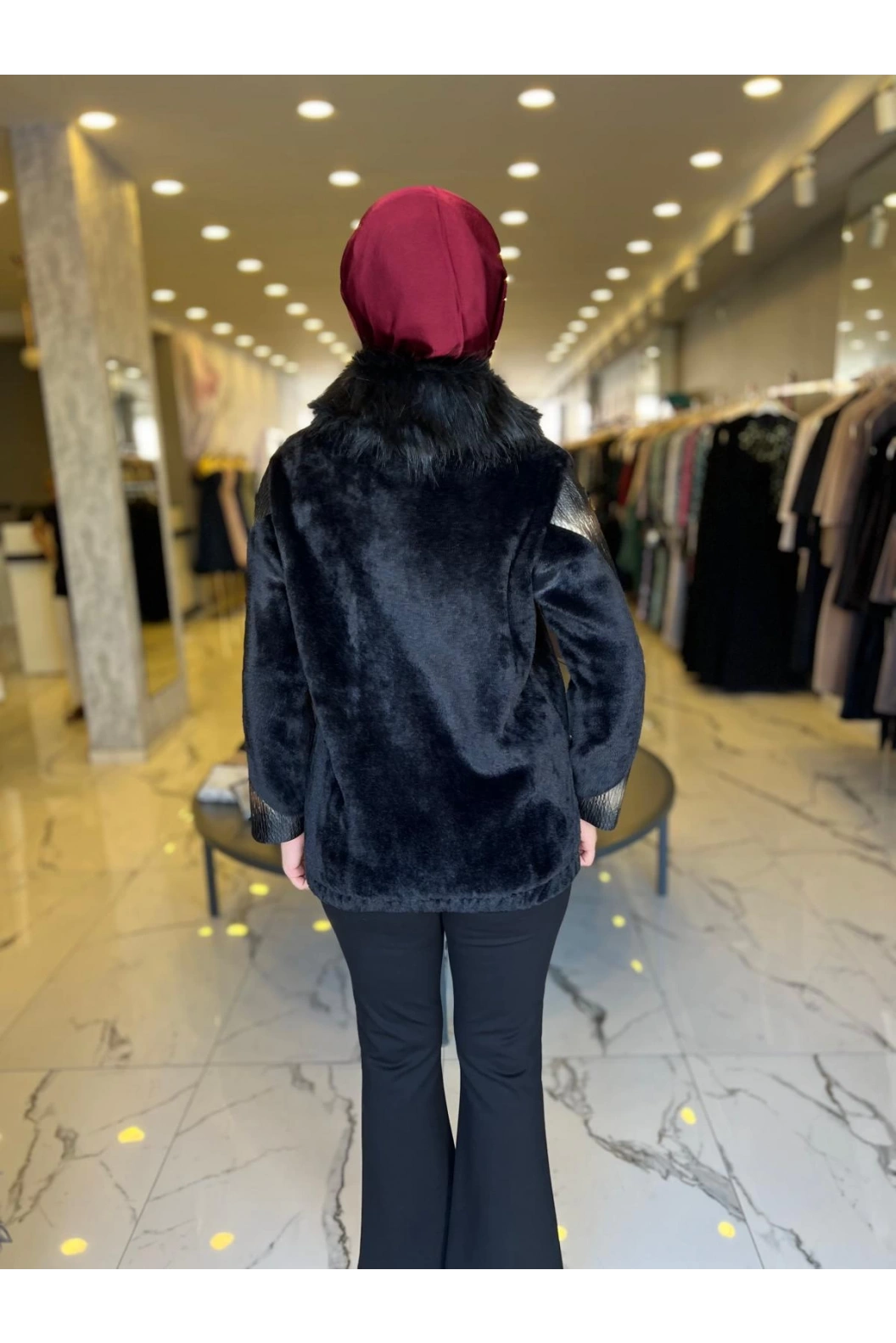 MATEKS-KÜRKLÜ KISA KABAN SİYAH