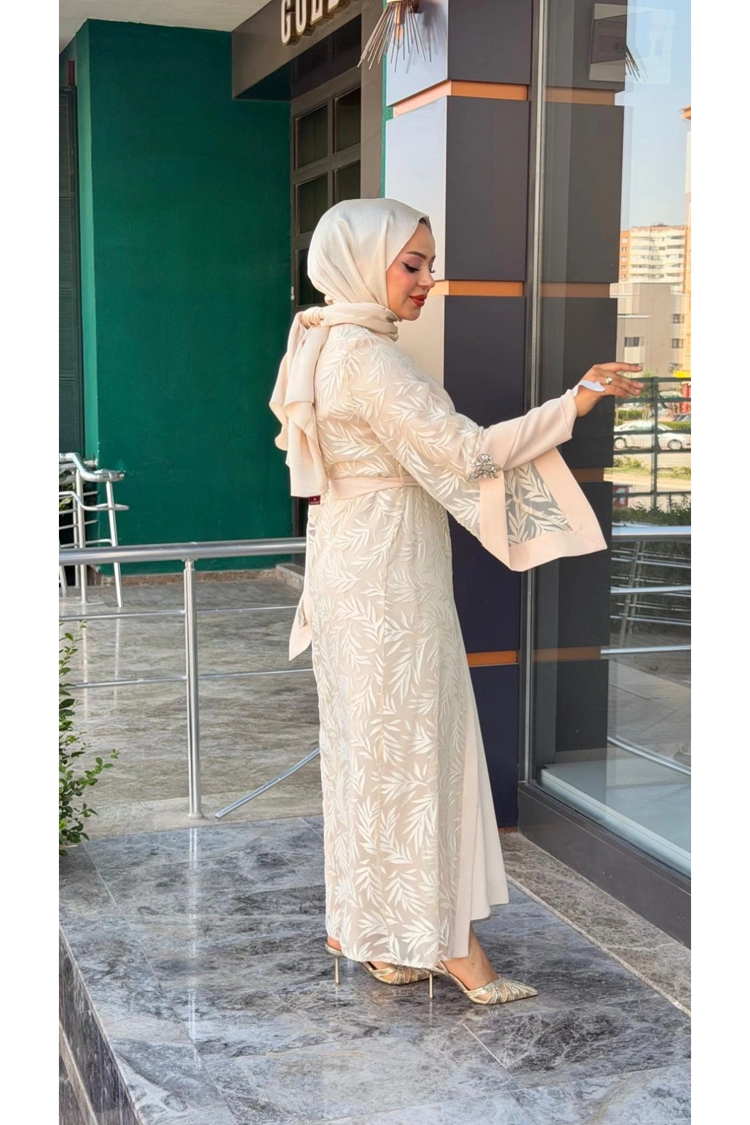 MATEKS-YAKMA ABAYA BEJ