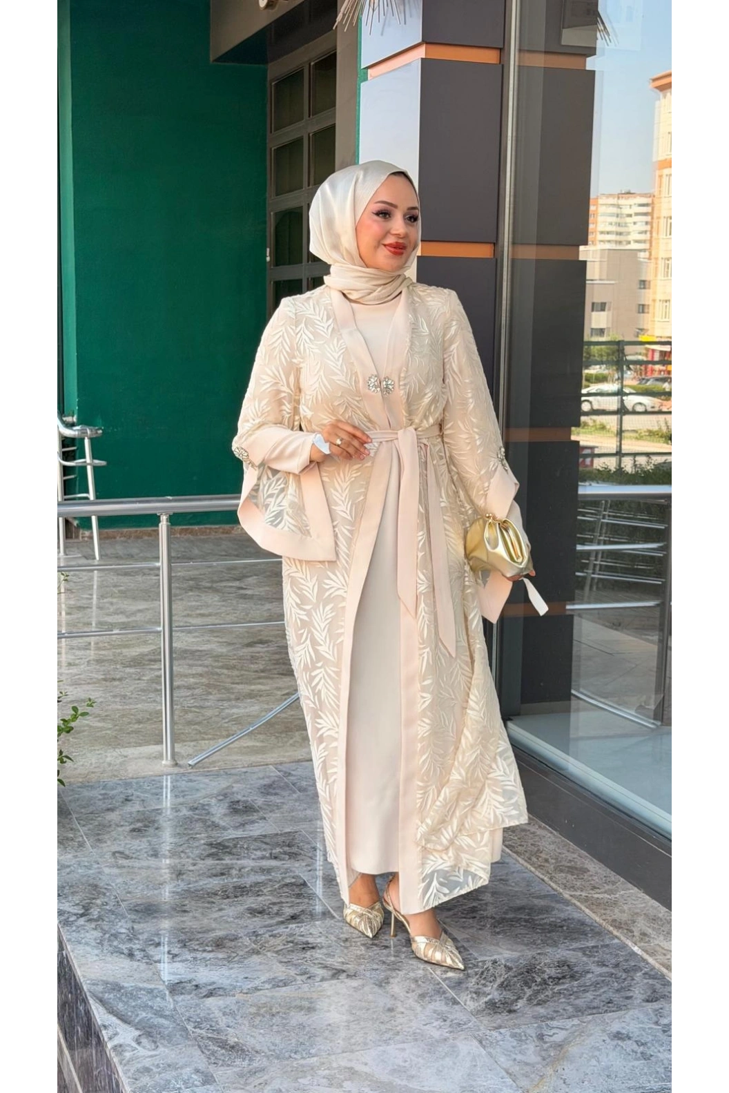 MATEKS-YAKMA ABAYA BEJ