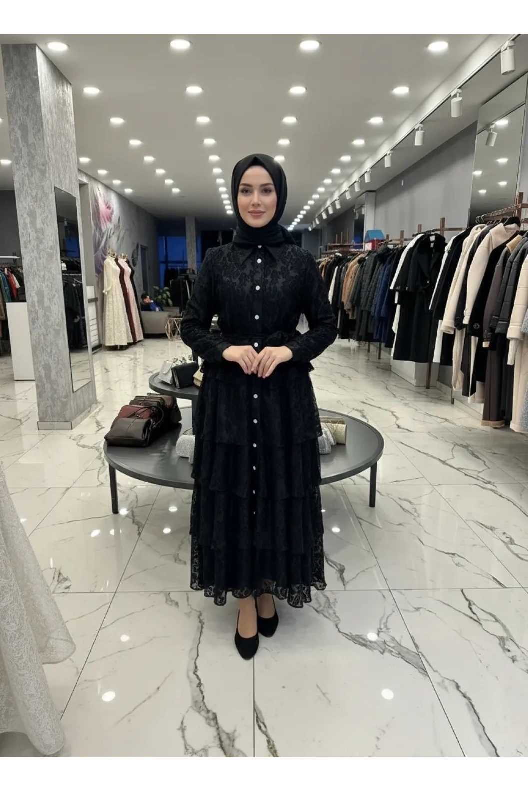 MATEKS-YAKMA ELBİSE SİYAH