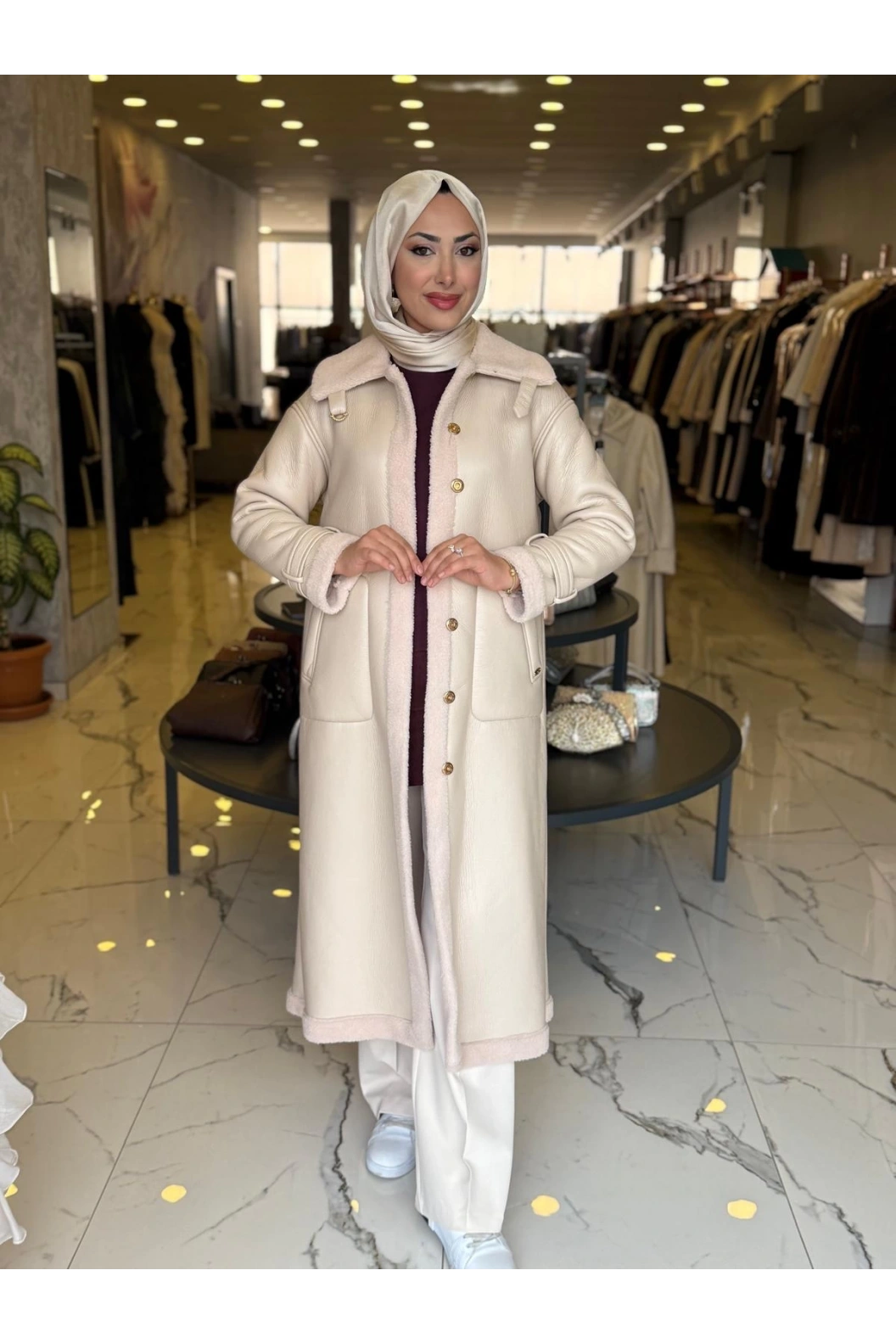 MATEKS-YIRTMAÇLI DERİ KABAN BEJ