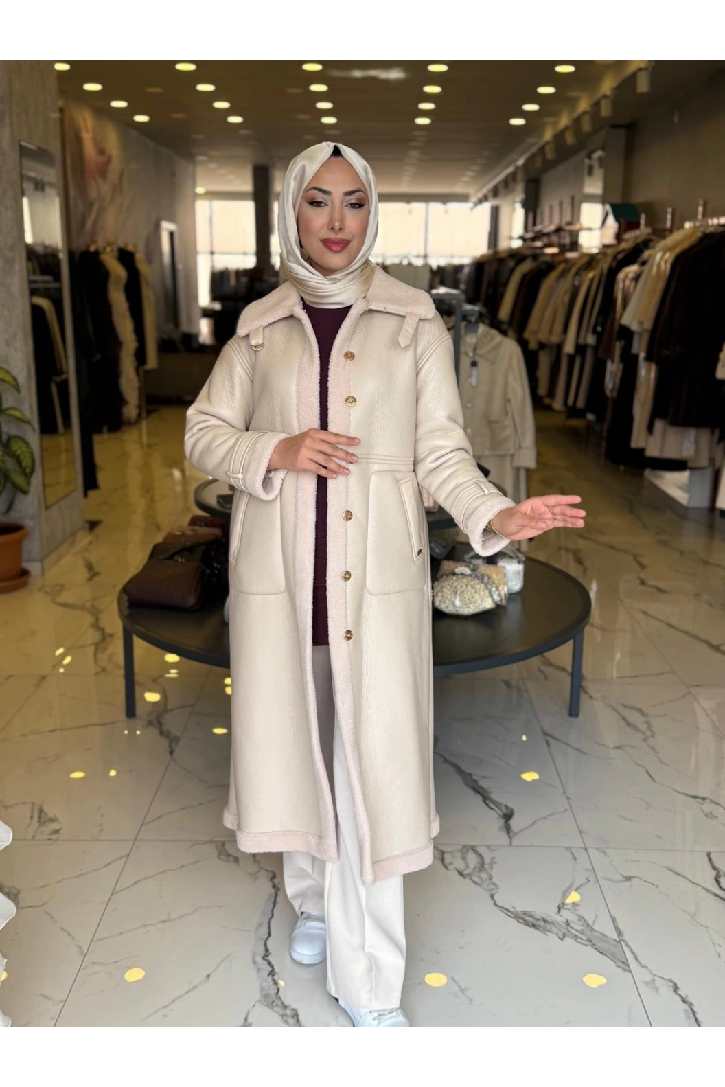 MATEKS-YIRTMAÇLI DERİ KABAN BEJ