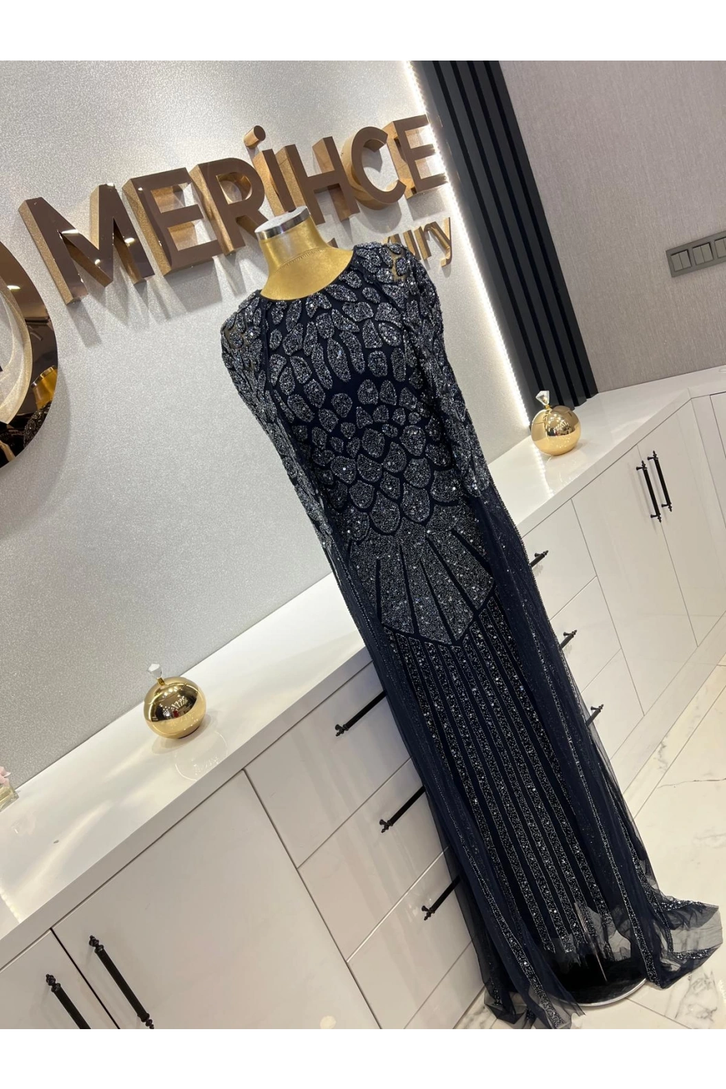 MAXWELA-PELERİNLİ İTHAL ELBİSE LACİVERT