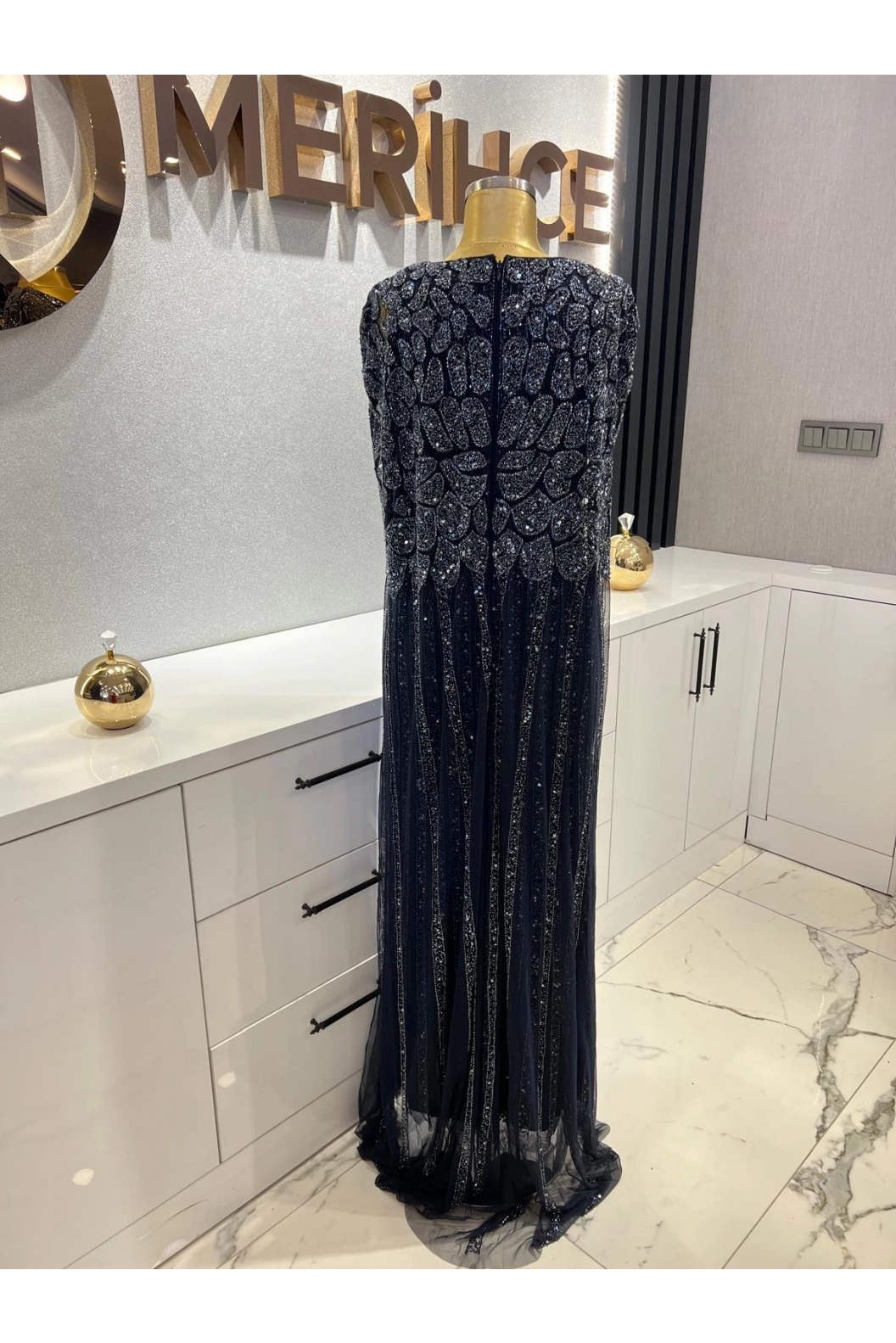 MAXWELA-PELERİNLİ İTHAL ELBİSE LACİVERT