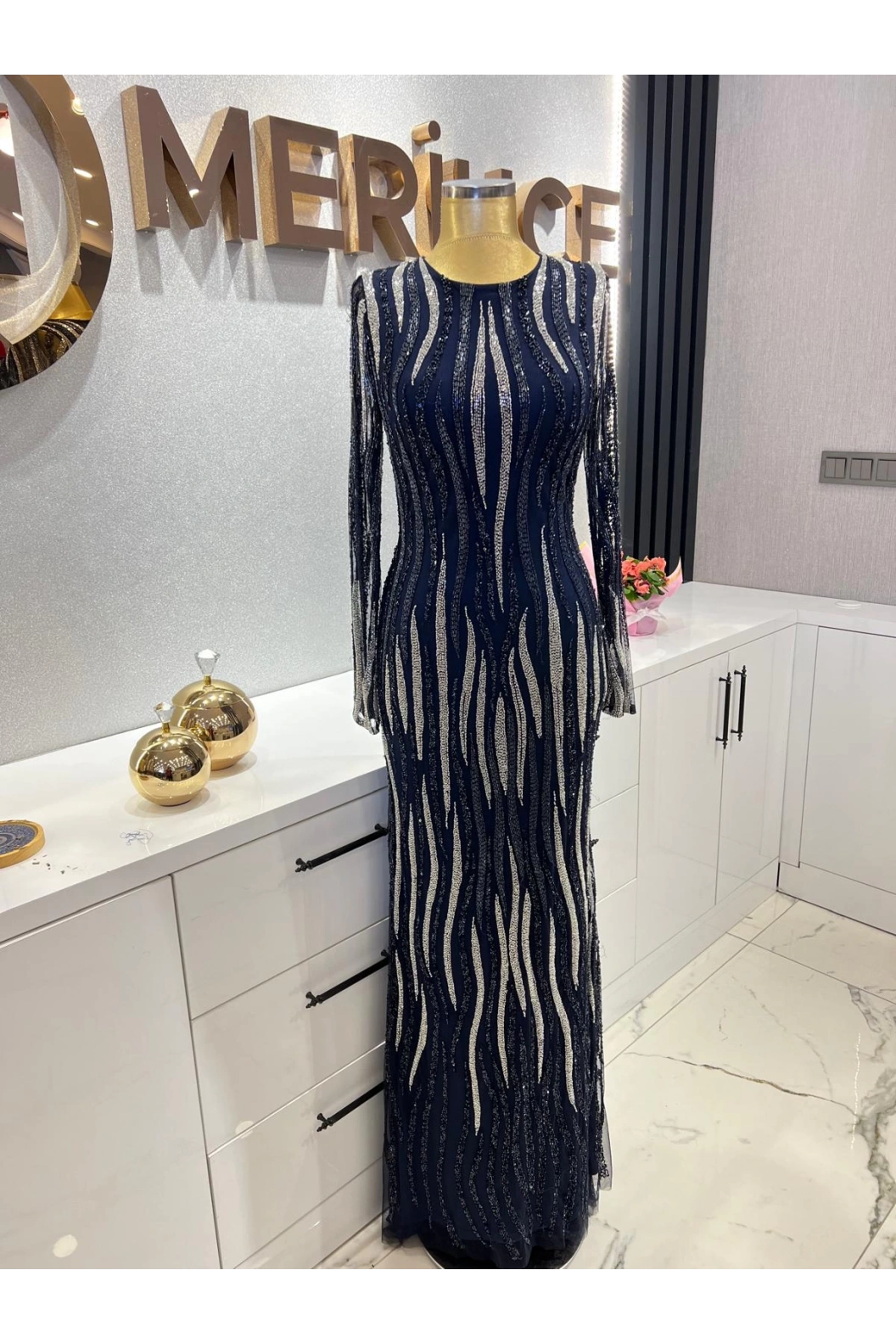 MAXWELA-ZEBRA DESEN İTHAL ABİYE LACİVERT