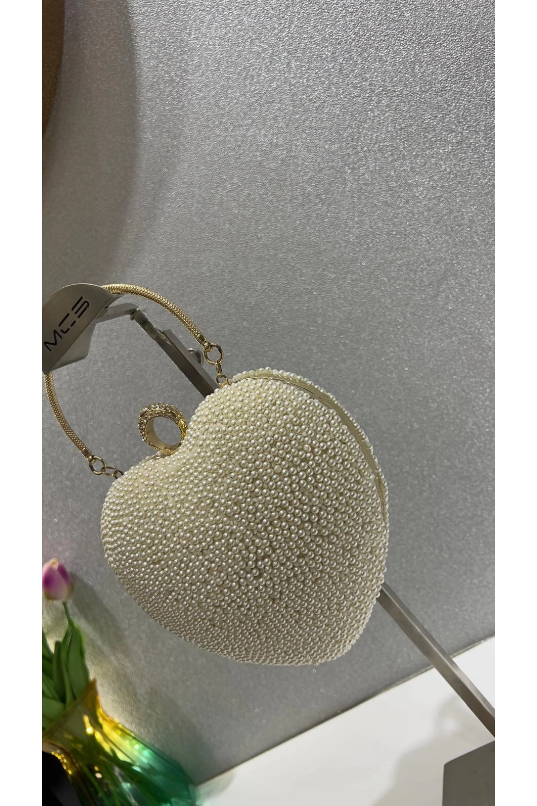 MERİHCE-İNCİLİ ABİYE ÇANTA EKRU