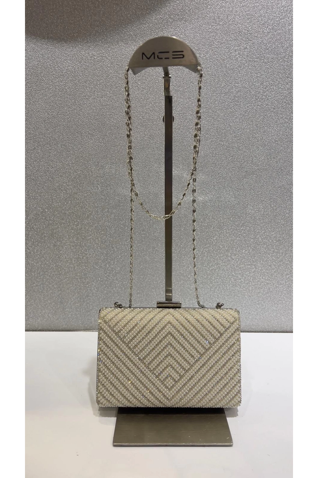 MERİHCE-İNCİLİ ABİYE ÇANTA EKRU