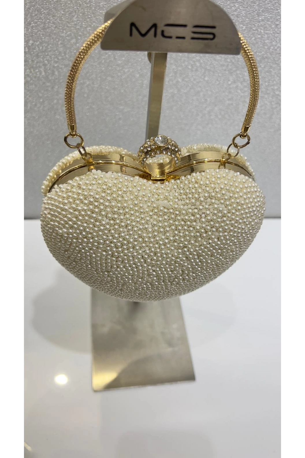 MERİHCE-İNCİLİ ABİYE ÇANTA EKRU