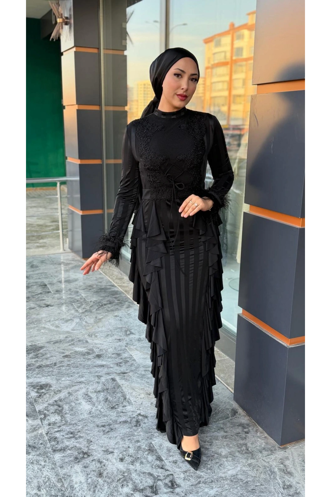 MERİHCE-İTHAL ELBİSE SİYAH