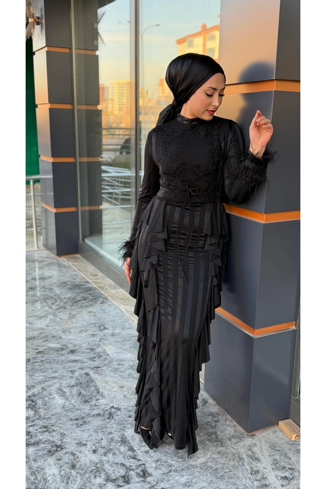 MERİHCE-İTHAL ELBİSE SİYAH