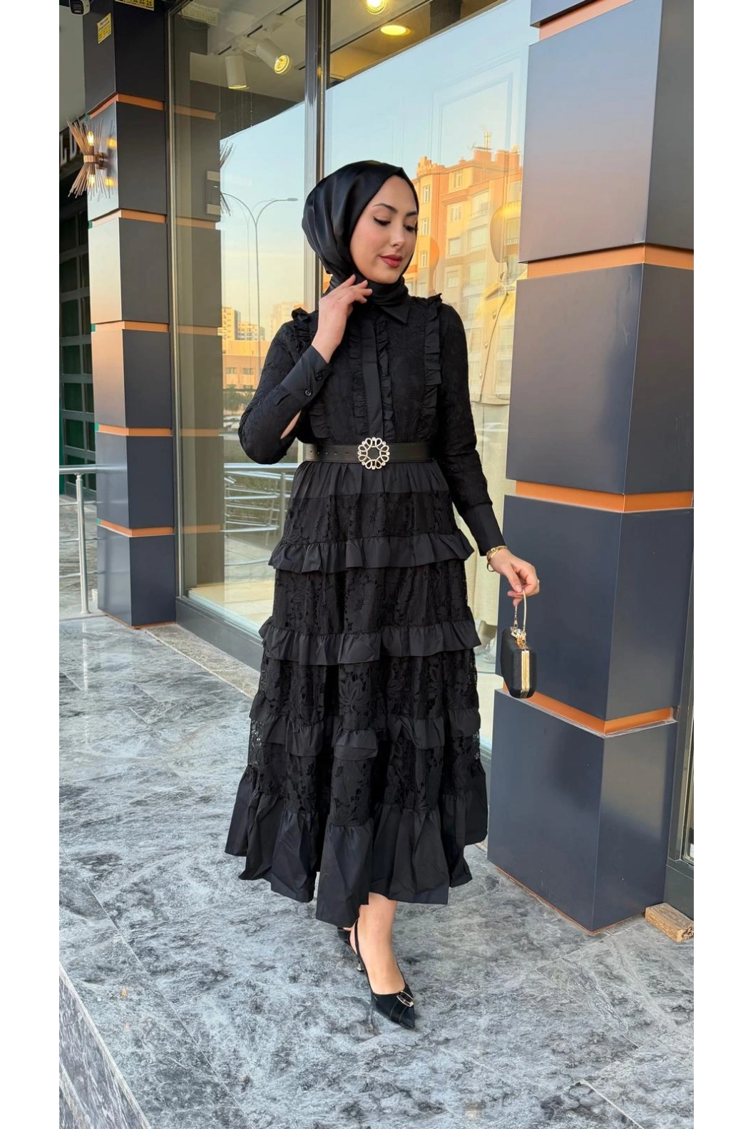 MERİHCE-İTHAL ELBİSE SİYAH