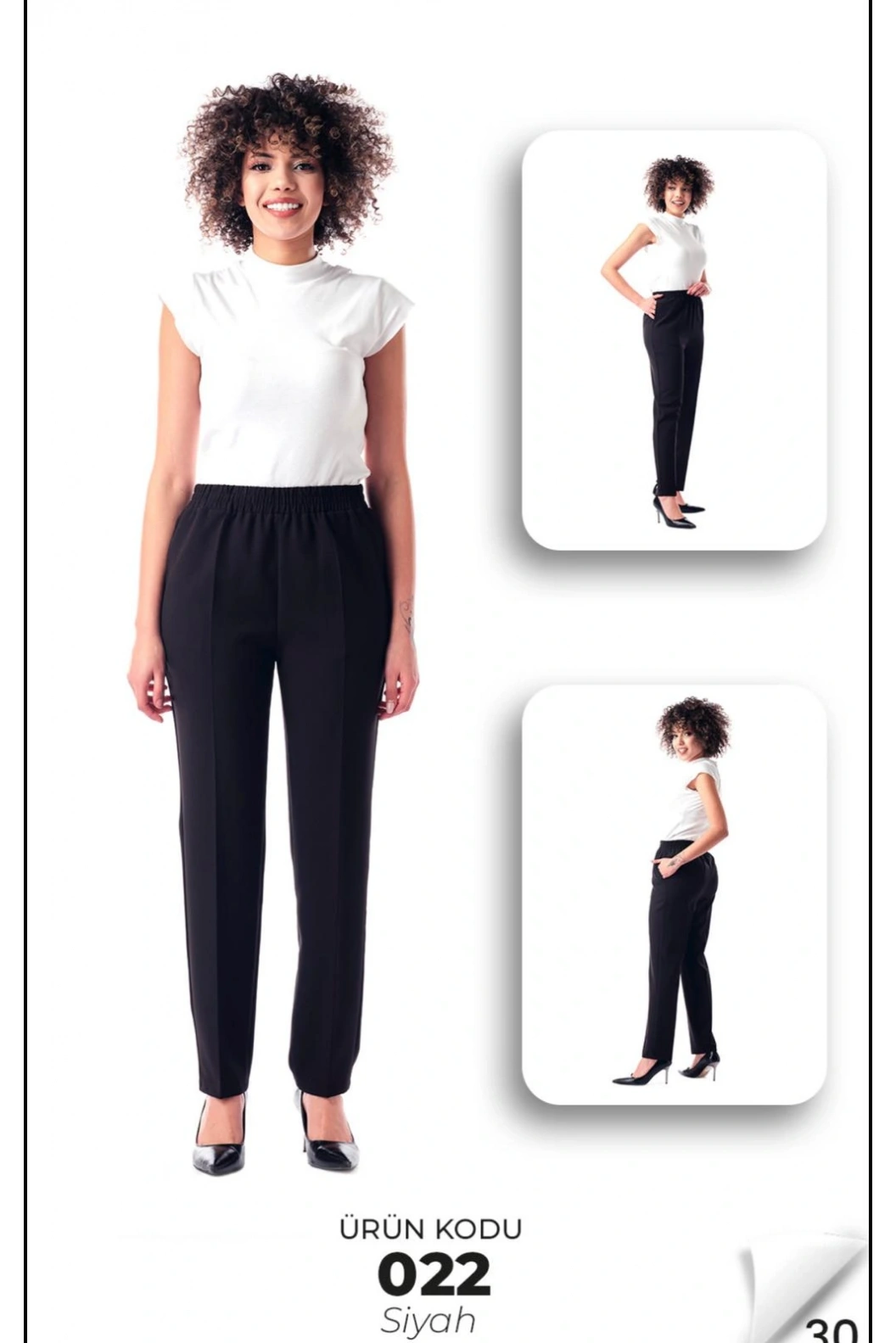 MODİVA-BELİ LASTİKLİ KALAEM PANTOLON SİYAH