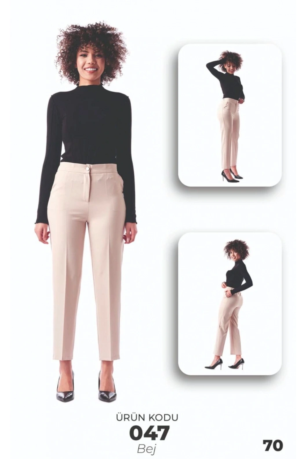 MODİVA-BELİ LASTİKLİ KALEM PANTOLON BEJ