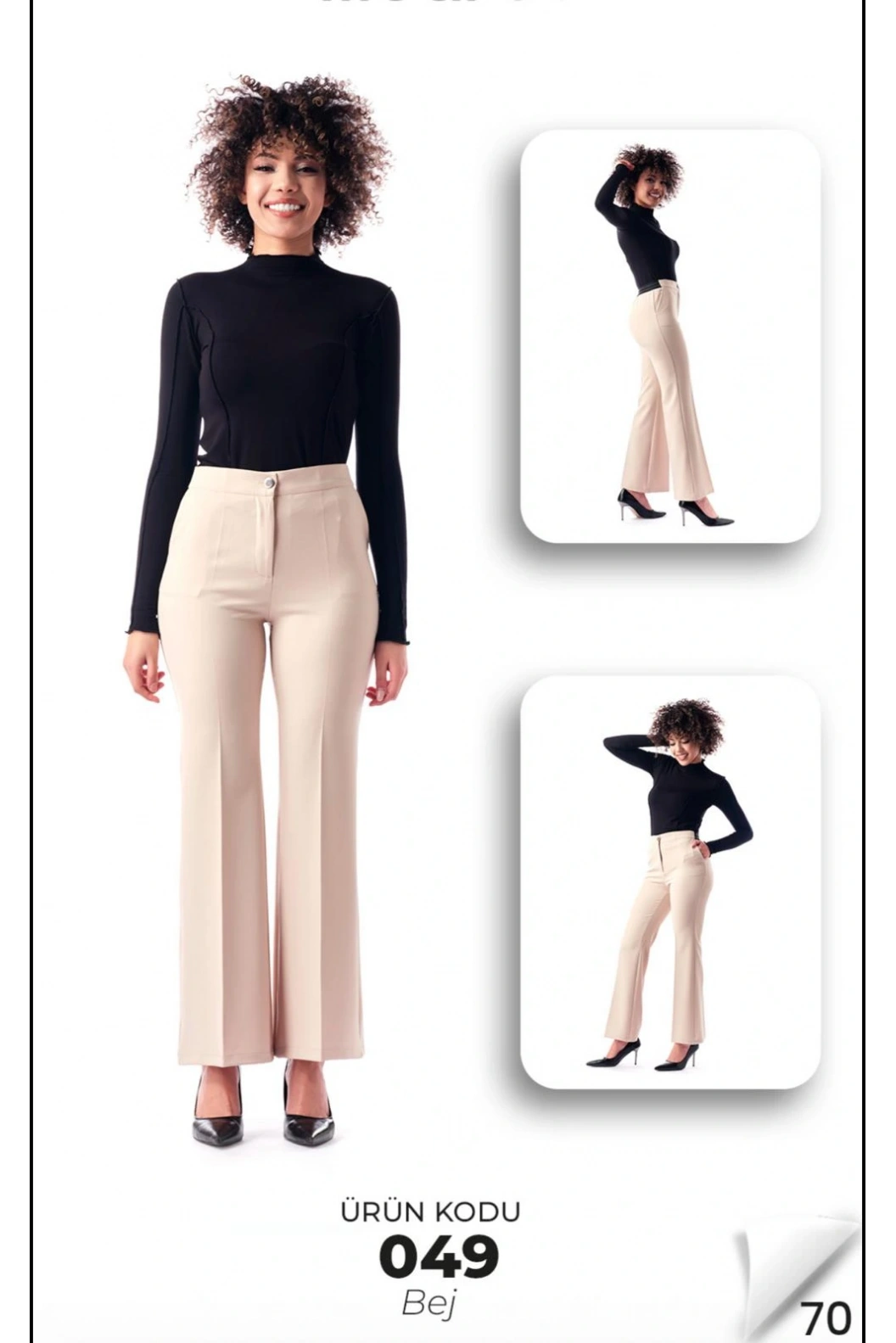 MODİVA-DÜZ PAÇA PANTOLON BEJ