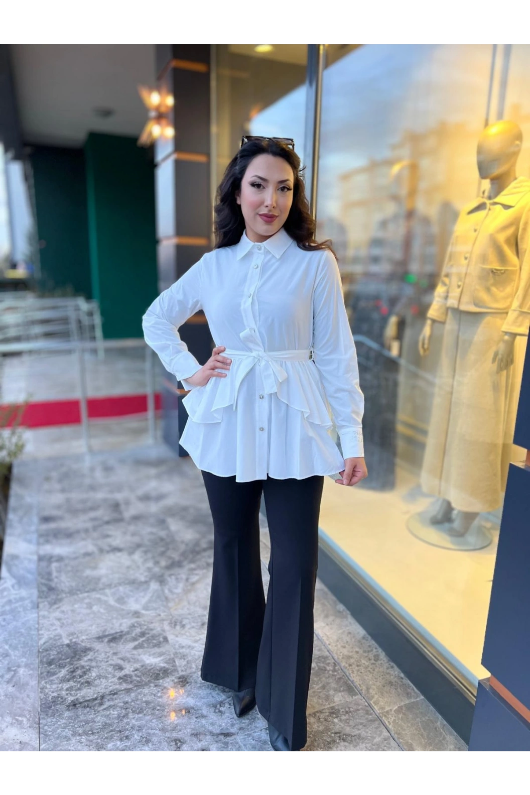 MY312-ARKASI DANTELLİ TUNİK EKRU