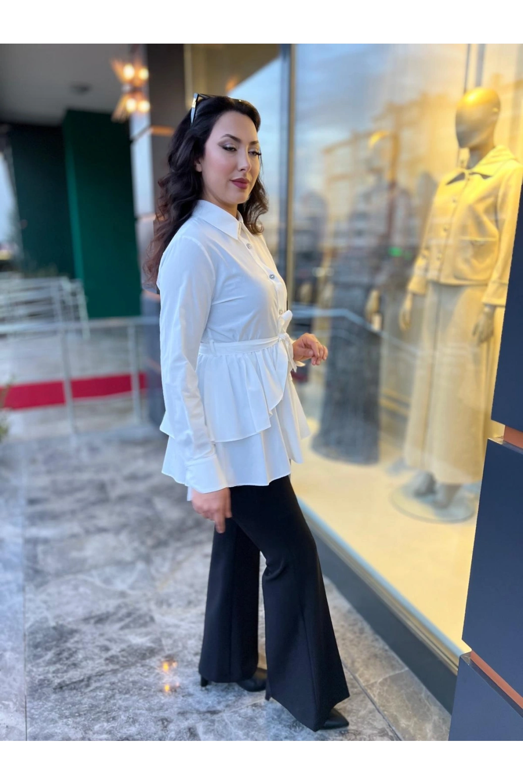 MY312-ARKASI DANTELLİ TUNİK EKRU