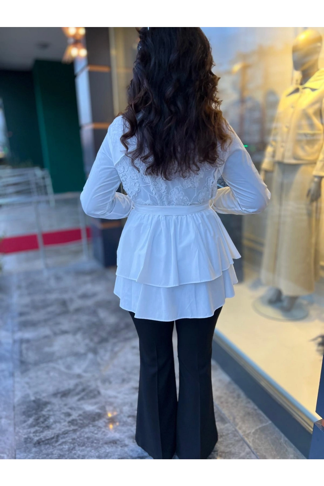 MY312-ARKASI DANTELLİ TUNİK EKRU