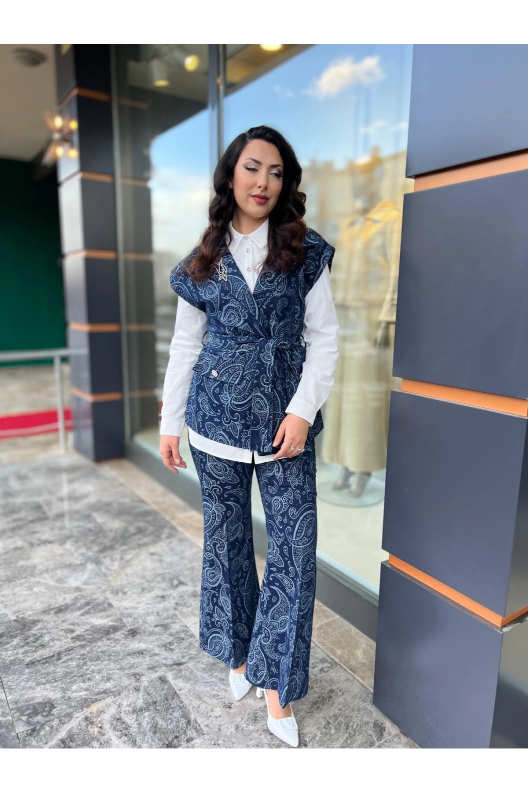 MY312-ARKASI TAŞLI DENİM YELEK LACİVERT