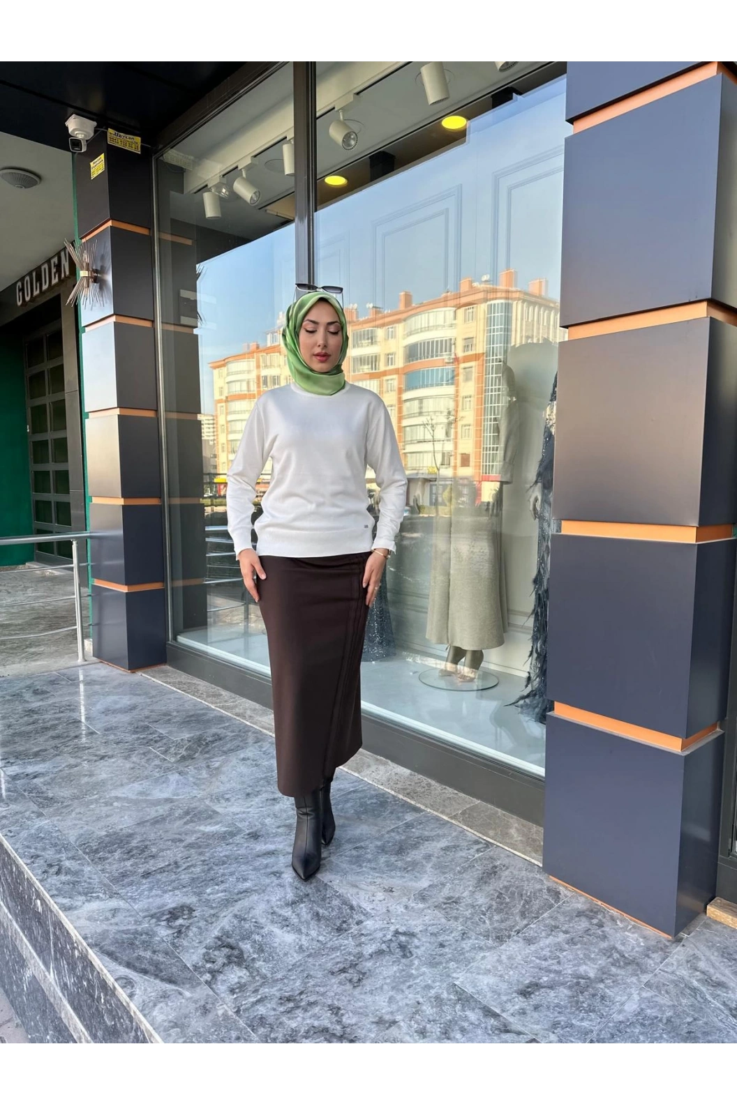 MY312-BİSİKLET YAKA TRİKO BLUZ EKRU