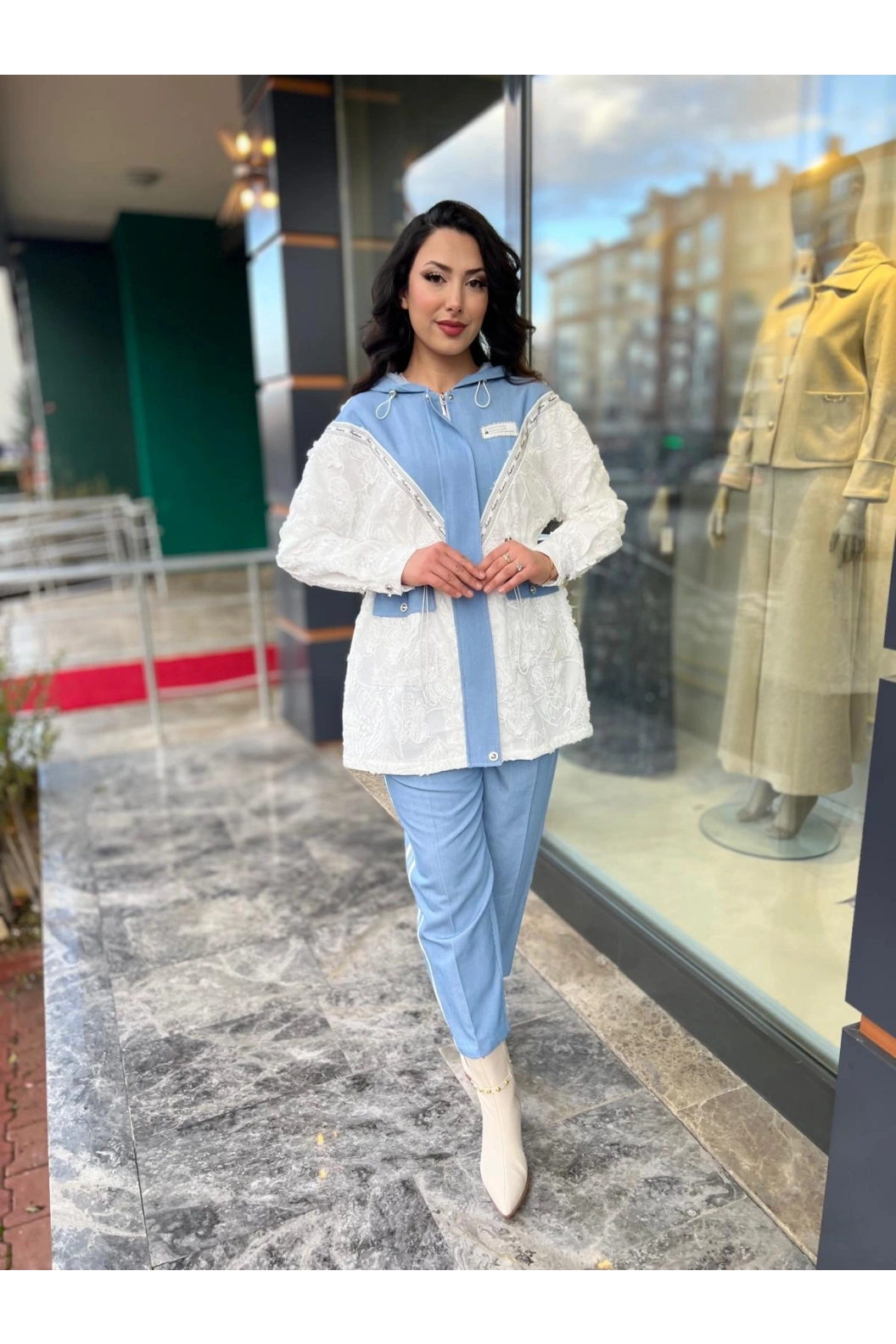 MY312-DANTELLİ AKSESUARLI TAKIM EKRU