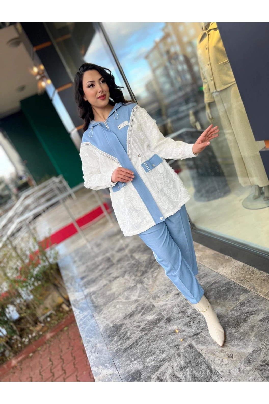 MY312-DANTELLİ AKSESUARLI TAKIM EKRU