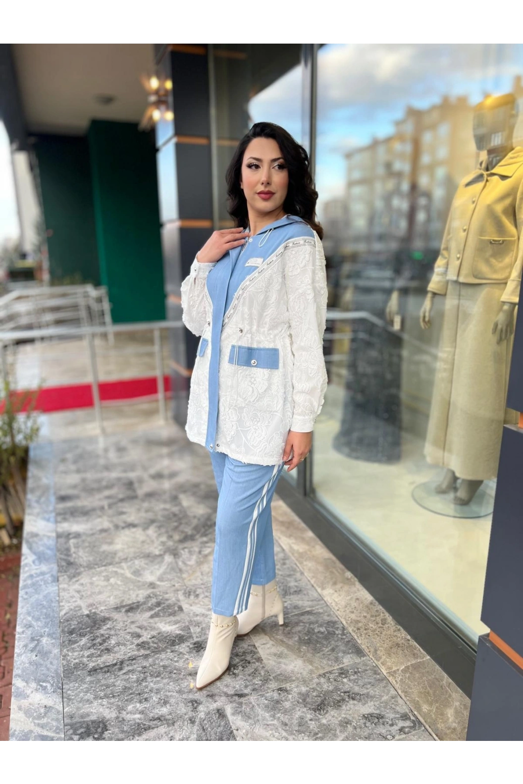 MY312-DANTELLİ AKSESUARLI TAKIM EKRU