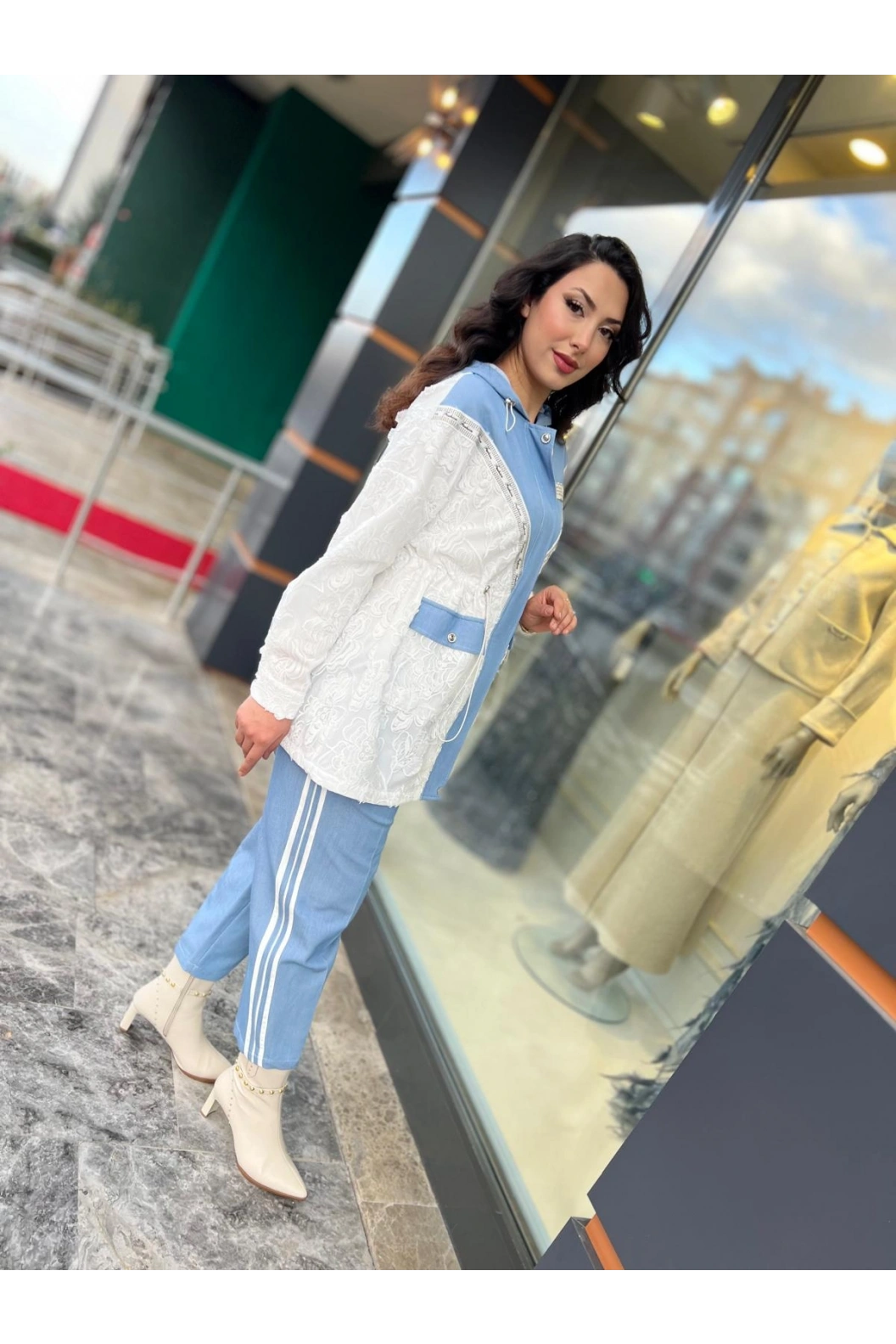 MY312-DANTELLİ AKSESUARLI TAKIM EKRU