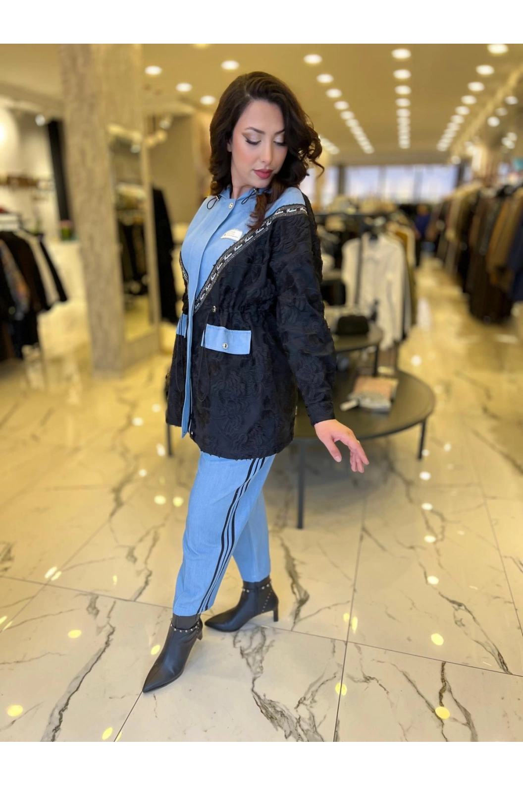 MY312-DANTELLİ AKSESUARLI TAKIM SİYAH