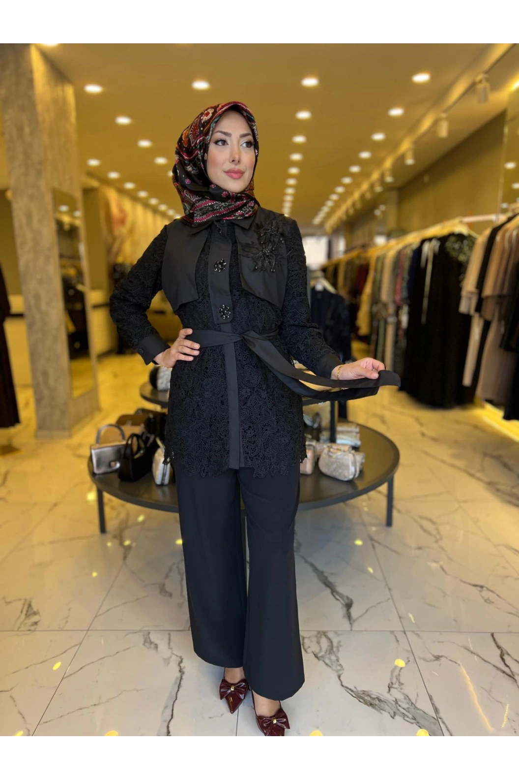 MY312-DANTELLİ AKSESUARLI TUNİK SİYAH