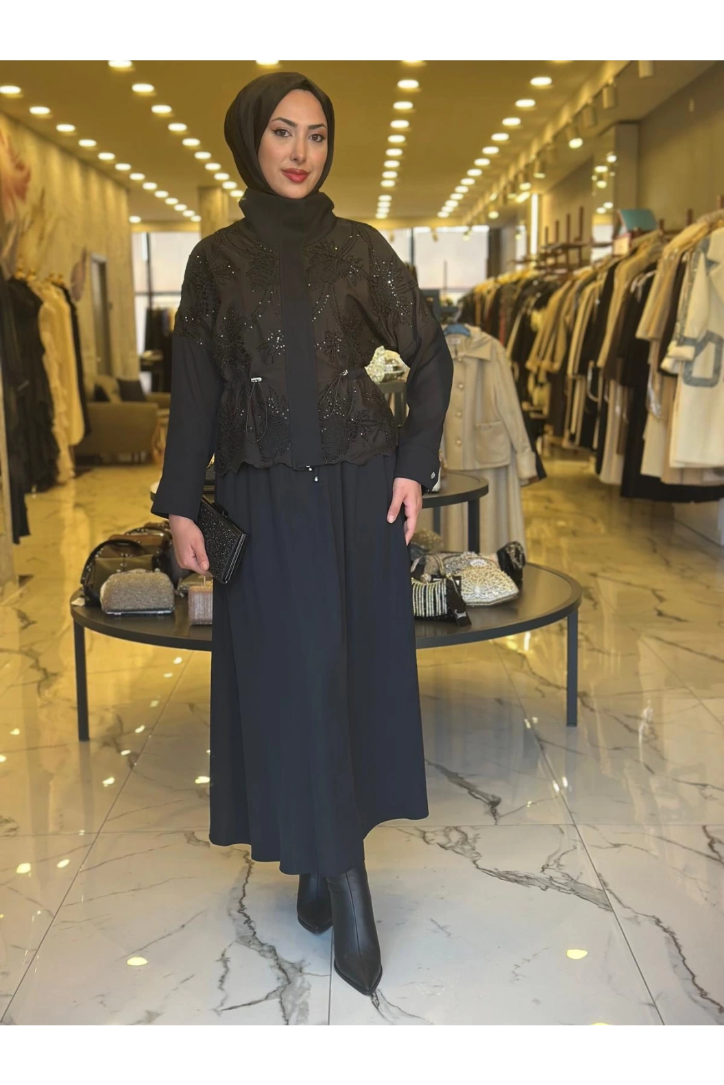 MY312-DANTELLİ ETEKLİ TAKIM SİYAH