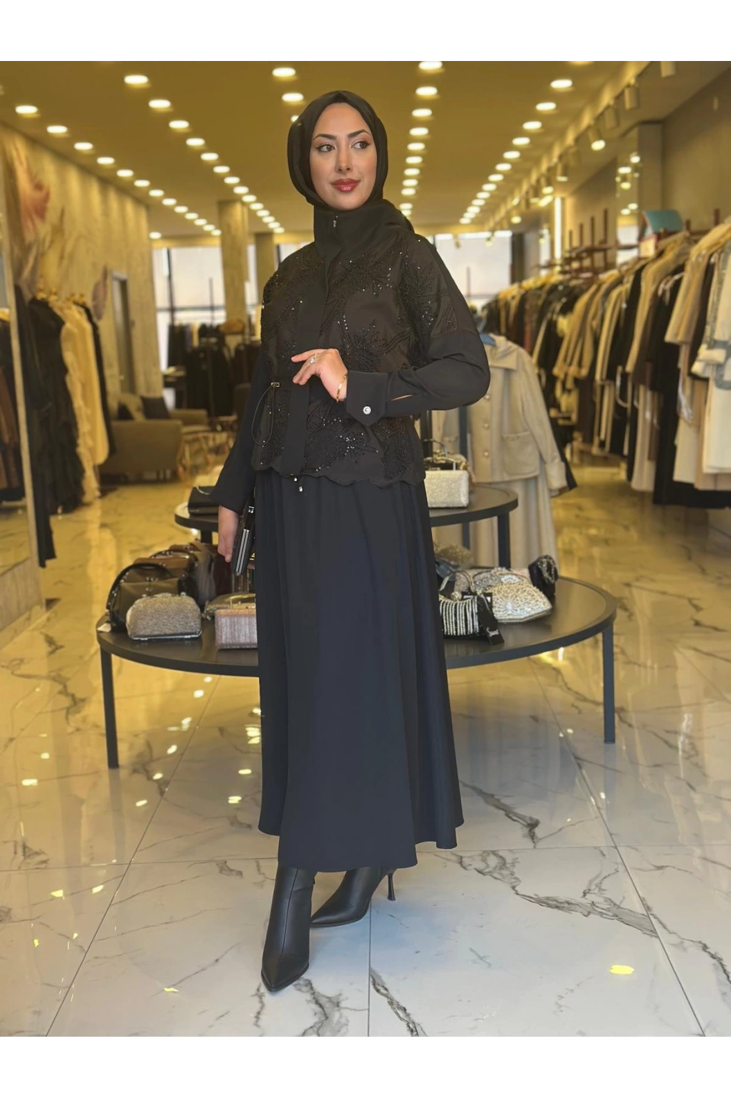 MY312-DANTELLİ ETEKLİ TAKIM SİYAH