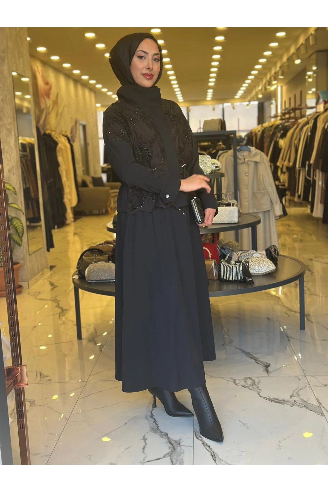 MY312-DANTELLİ ETEKLİ TAKIM SİYAH