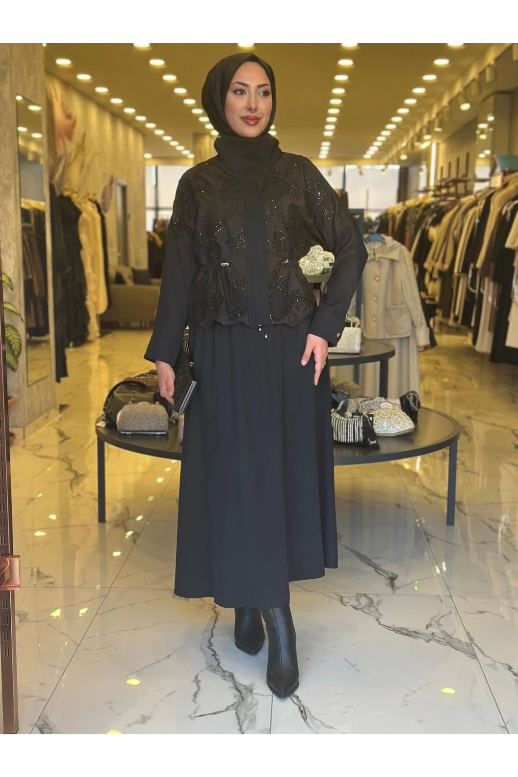 MY312-DANTELLİ ETEKLİ TAKIM SİYAH