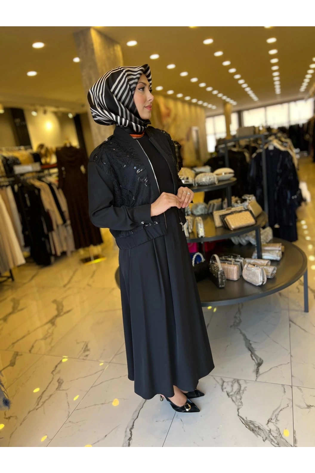 MY312-DANTELLİ FERMARLI TAKIM SİYAH