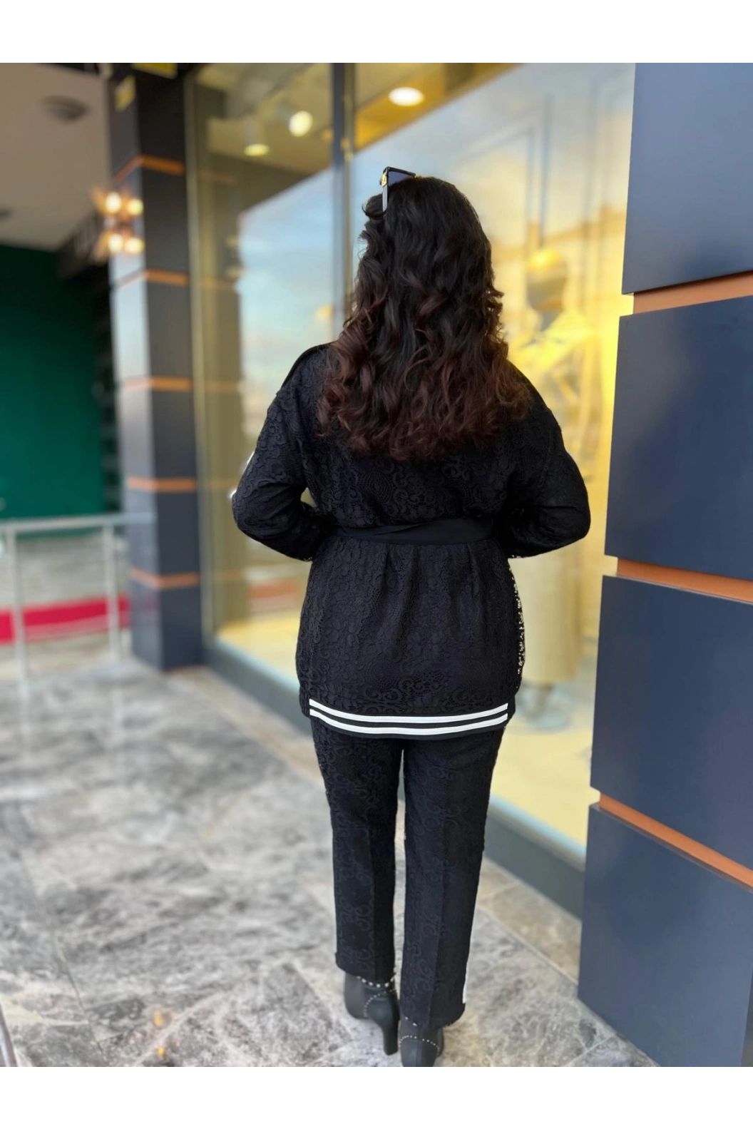 MY312-DANTELLİ ŞERİTLİ TAKIM SİYAH