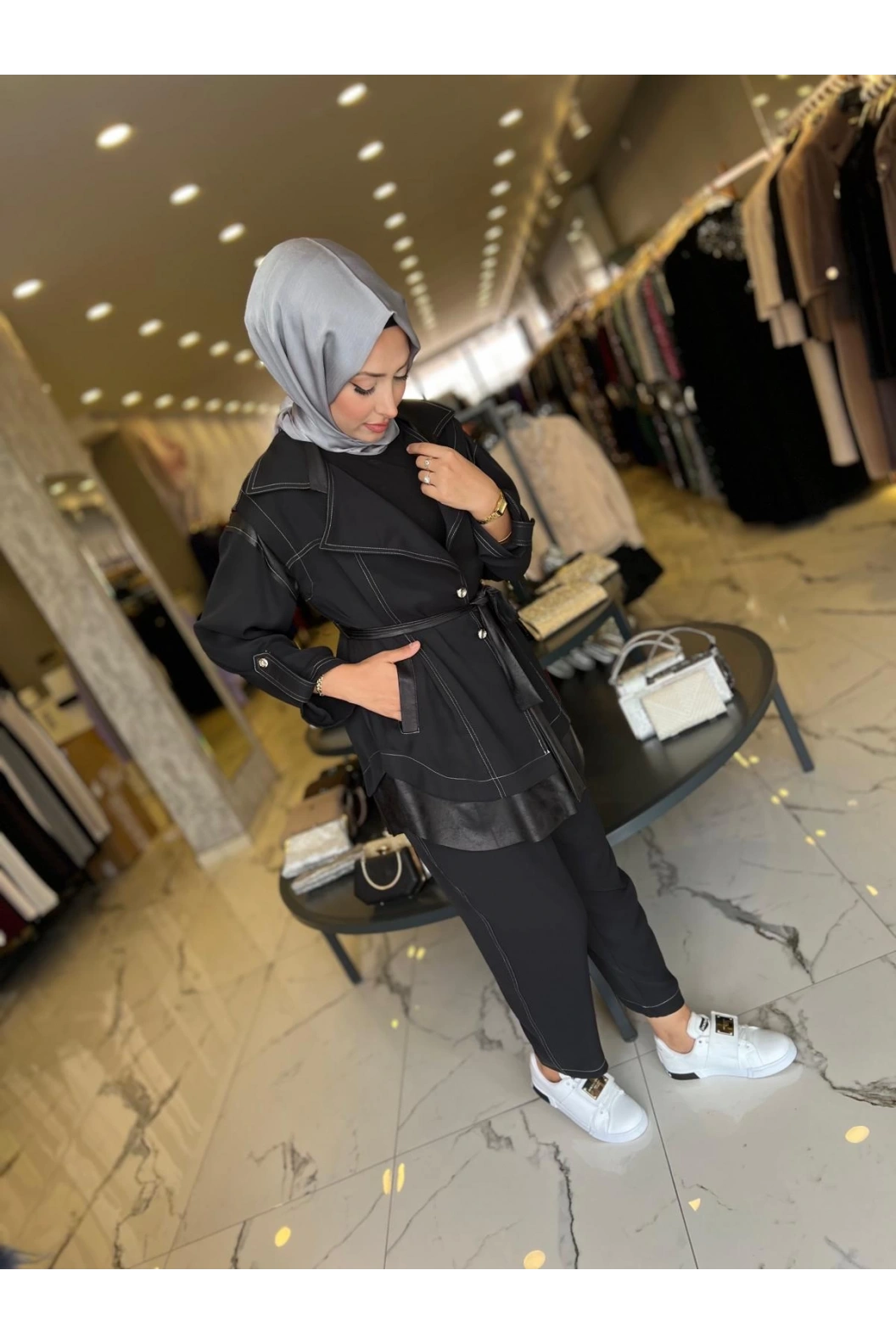 MY312-DİKİŞ DETAYLI TAKIM SİYAH