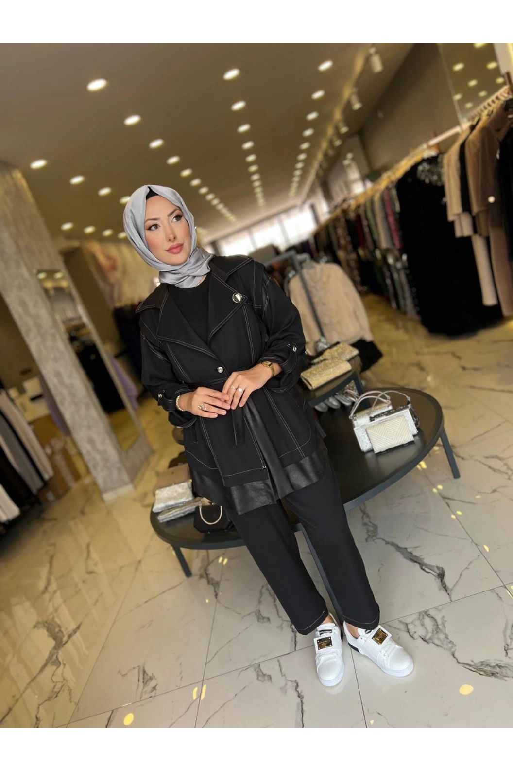 MY312-DİKİŞ DETAYLI TAKIM SİYAH