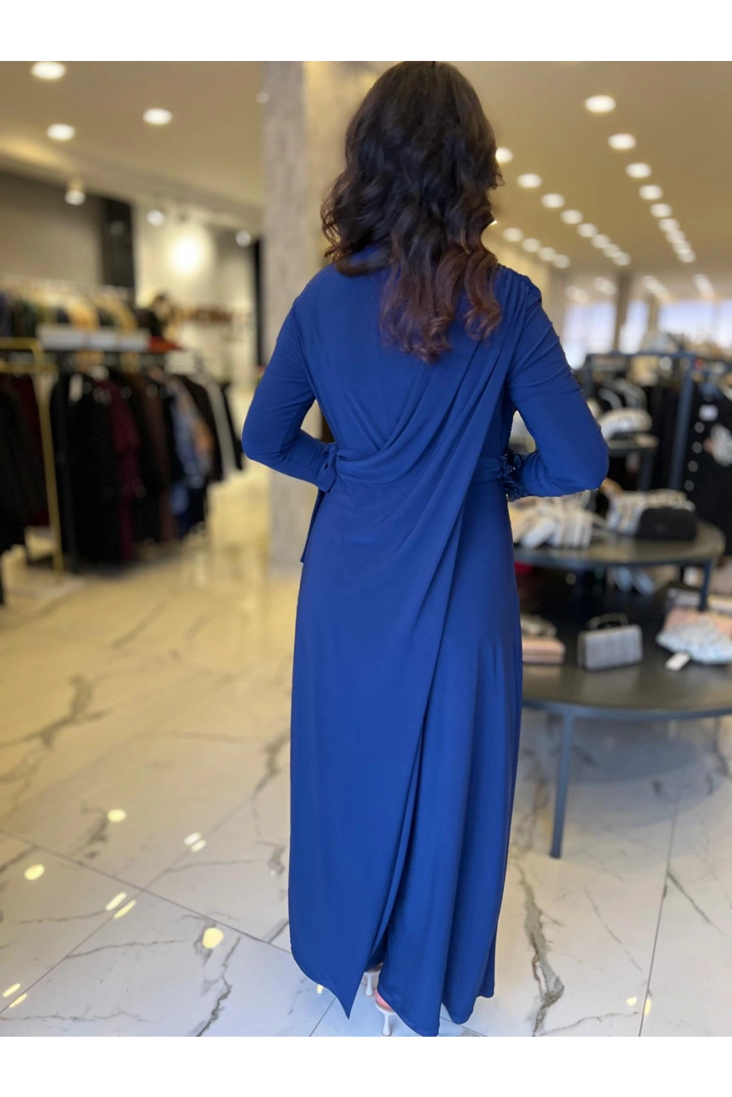 MY312-KEMER DETAYLI TUNİK LACİVERT