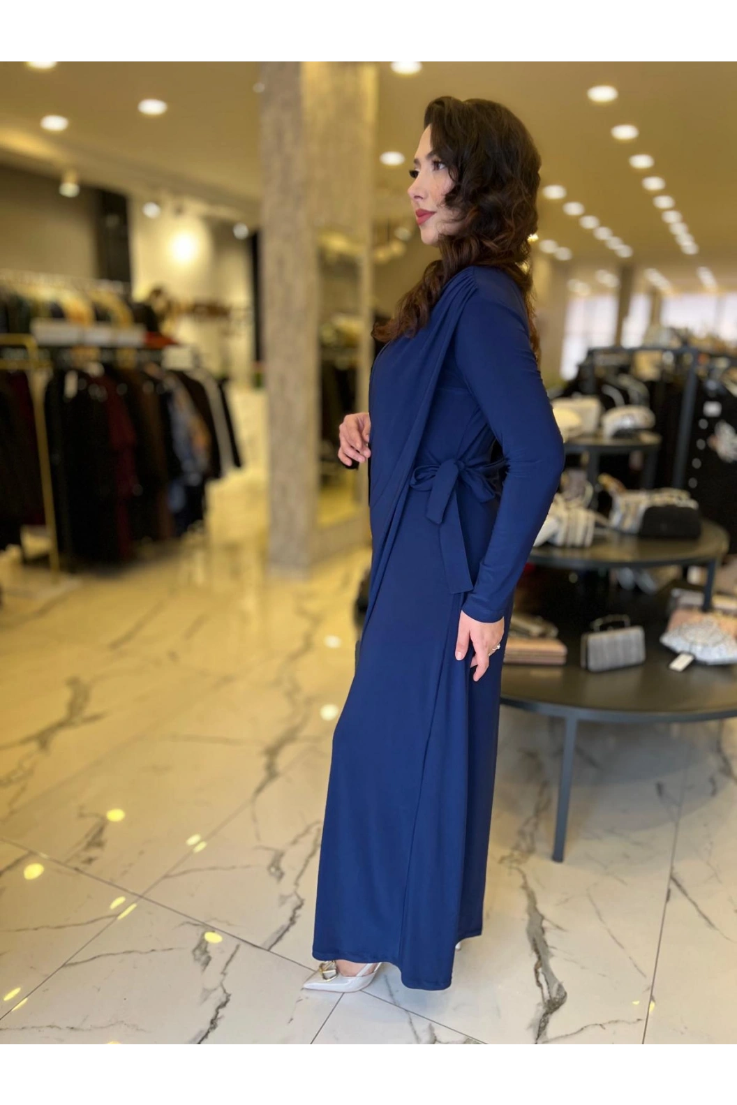 MY312-KEMER DETAYLI TUNİK LACİVERT