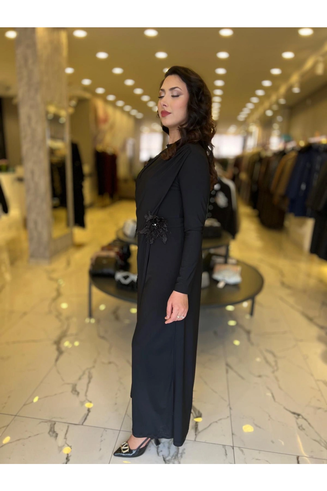 MY312-KEMER DETAYLI TUNİK SİYAH