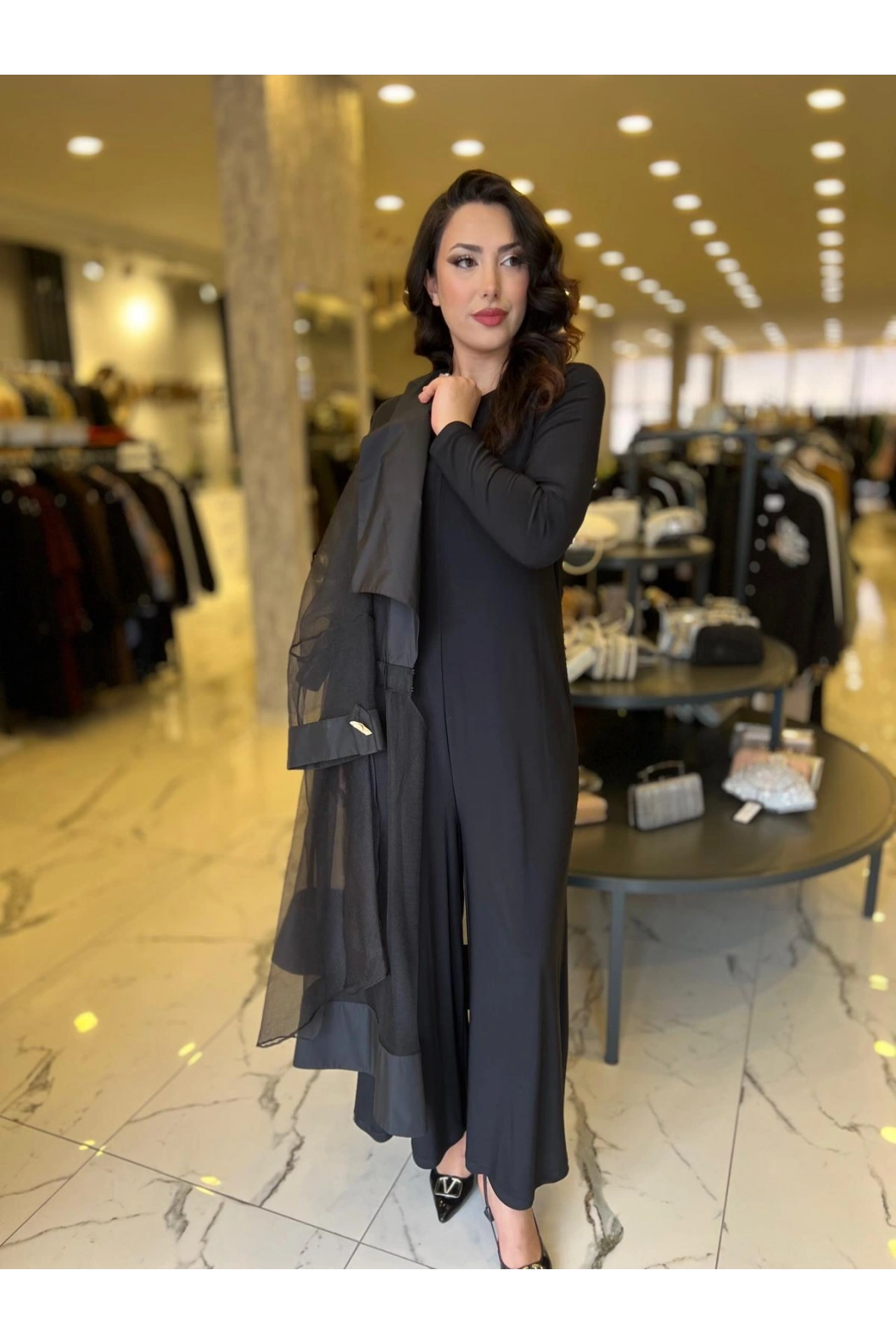 MY312-KOLLARI DÜĞMELİ TULUM TAKIM SİYAH