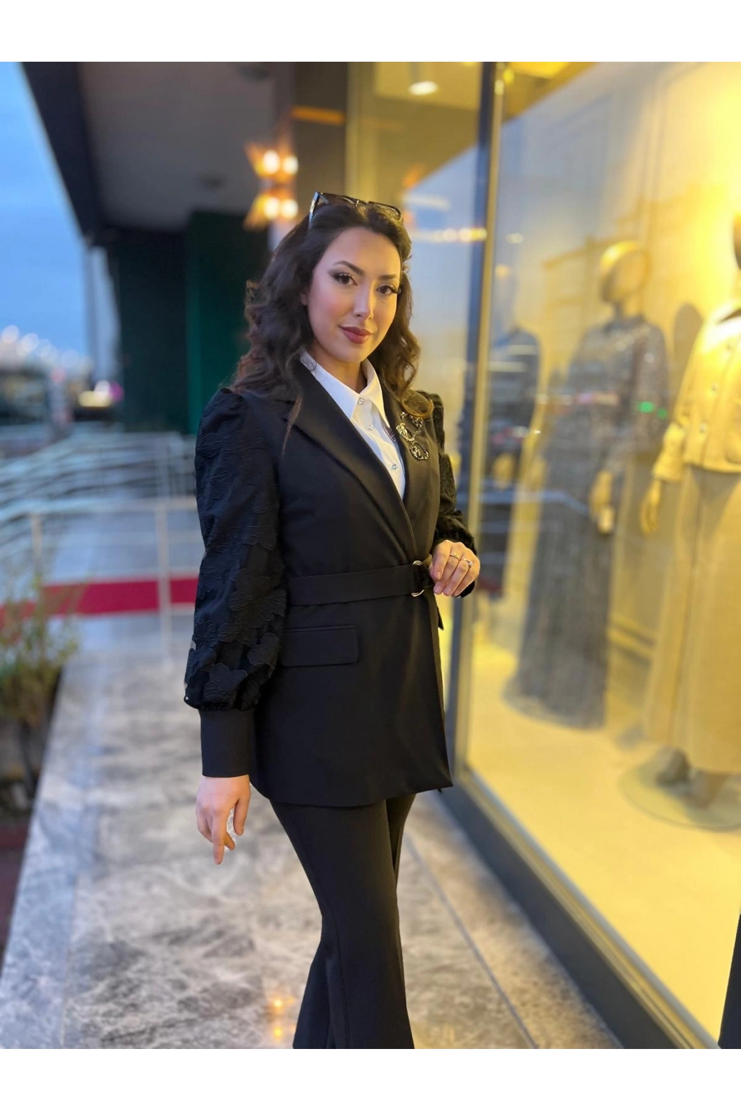 MY312-KOLU DANTELLİ TAKIM SİYAH